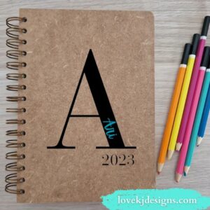 Personalised Initial and Name Sketchbook - Love K J Designs