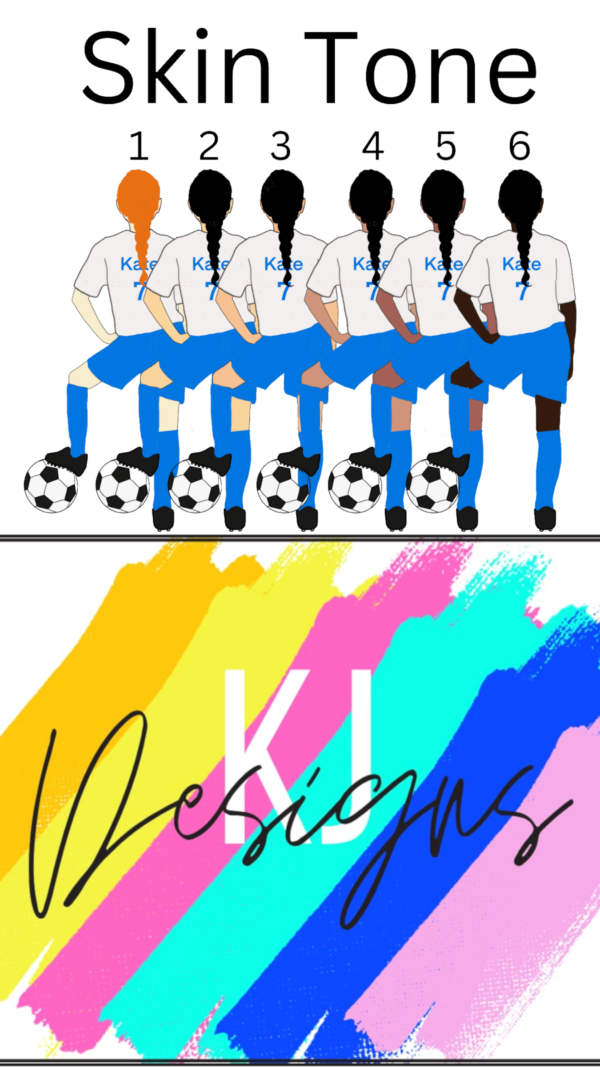 Skin Tones Personalised Football Print Hand Drawn | Love K J Designs